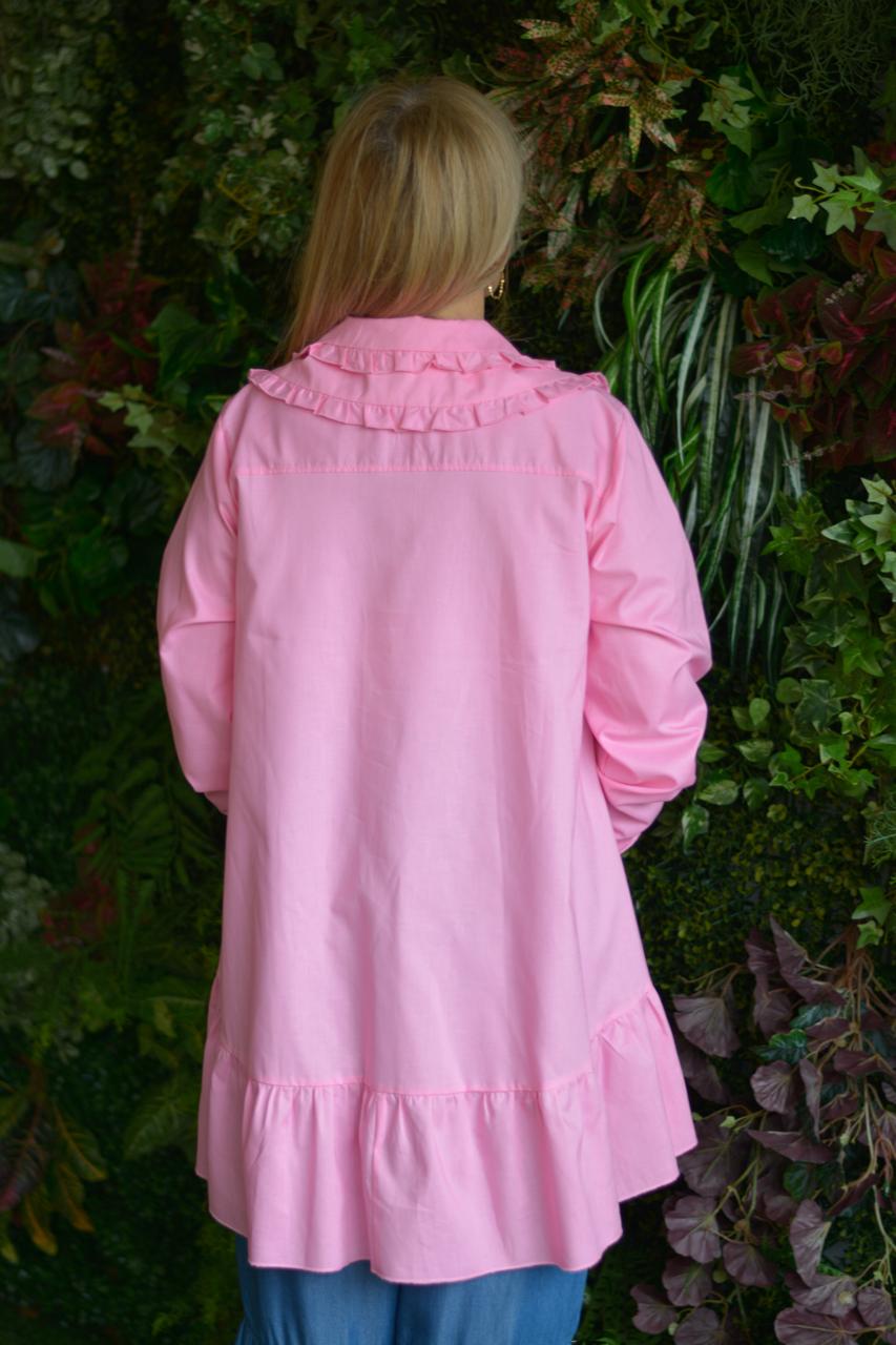 Túnica rosa dupla gola