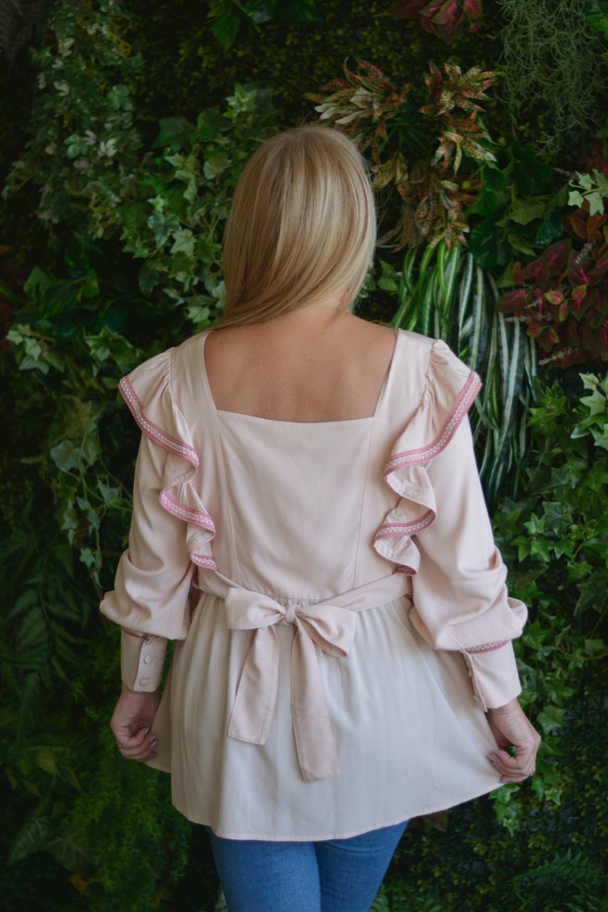 Túnica rosa pastel