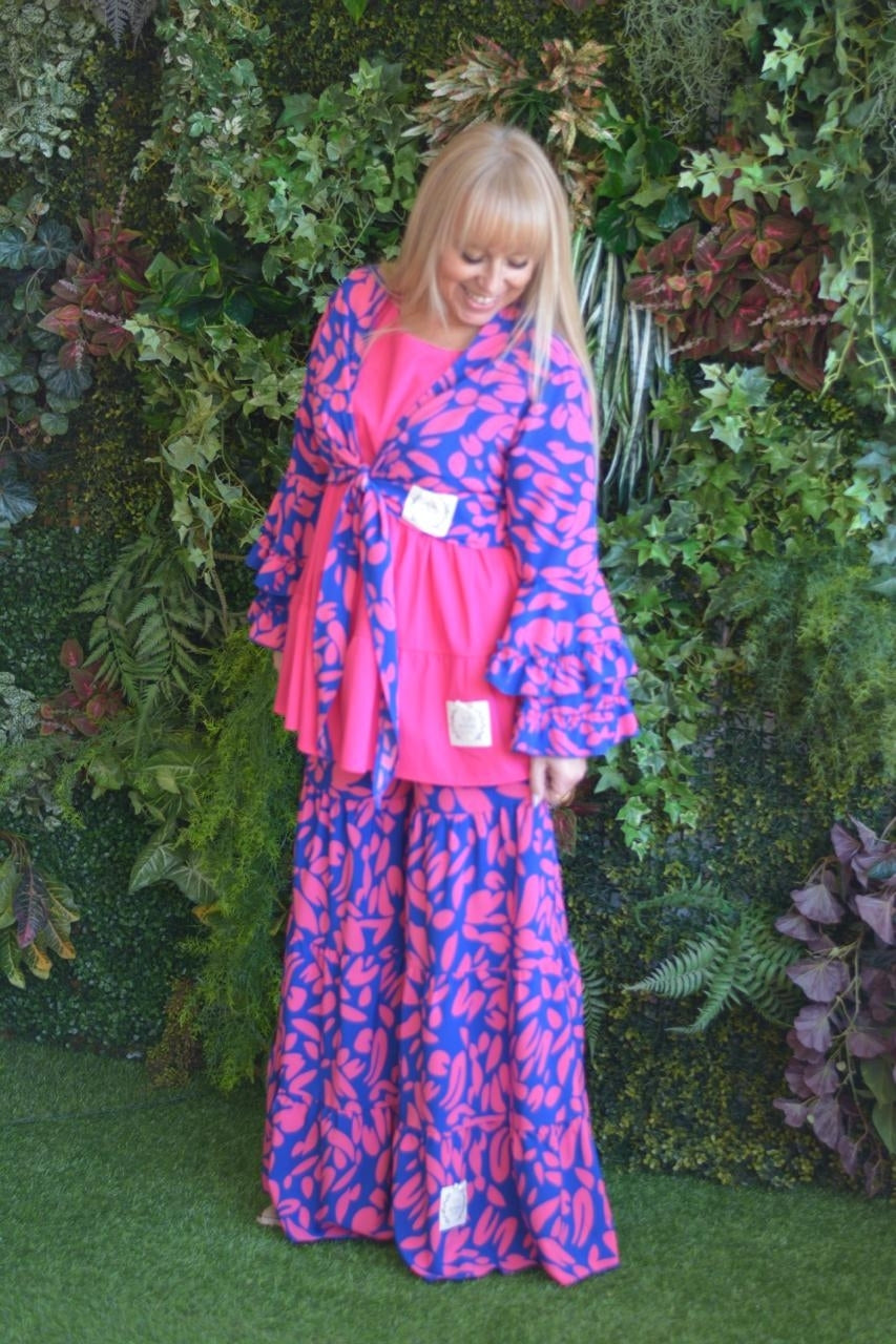 Pantalonas azulão e fuschia