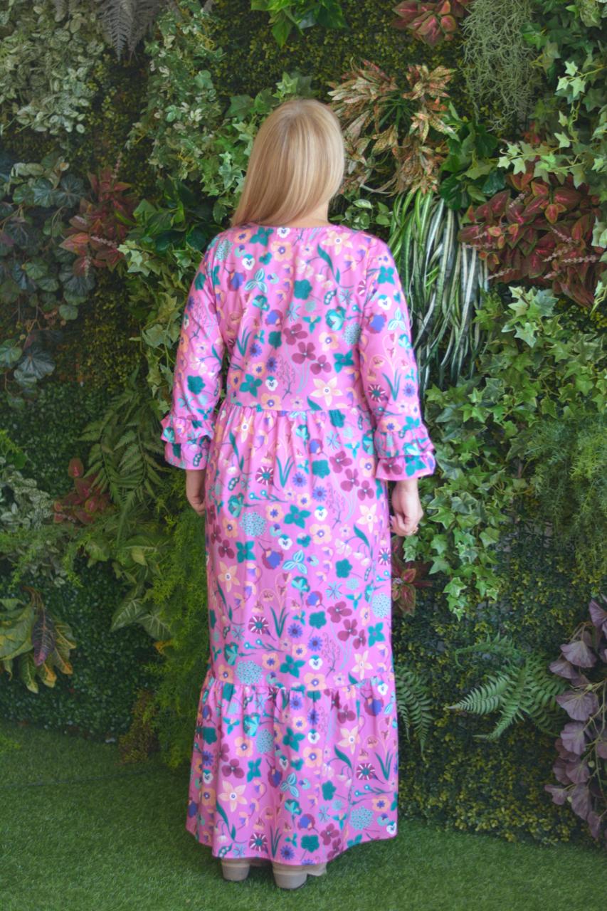 Vestido fuschia flores