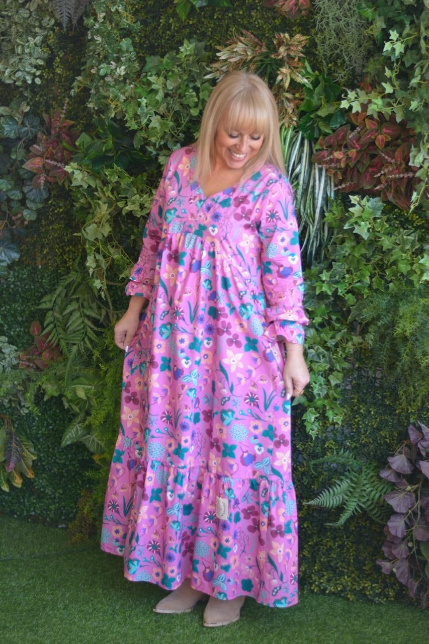 Vestido fuschia flores