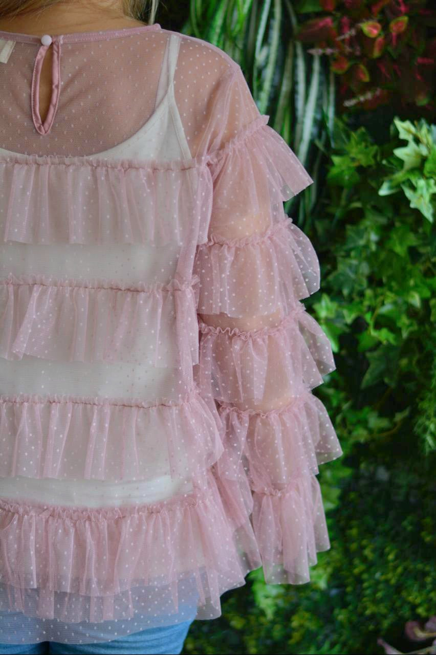 Túnica tule rosa