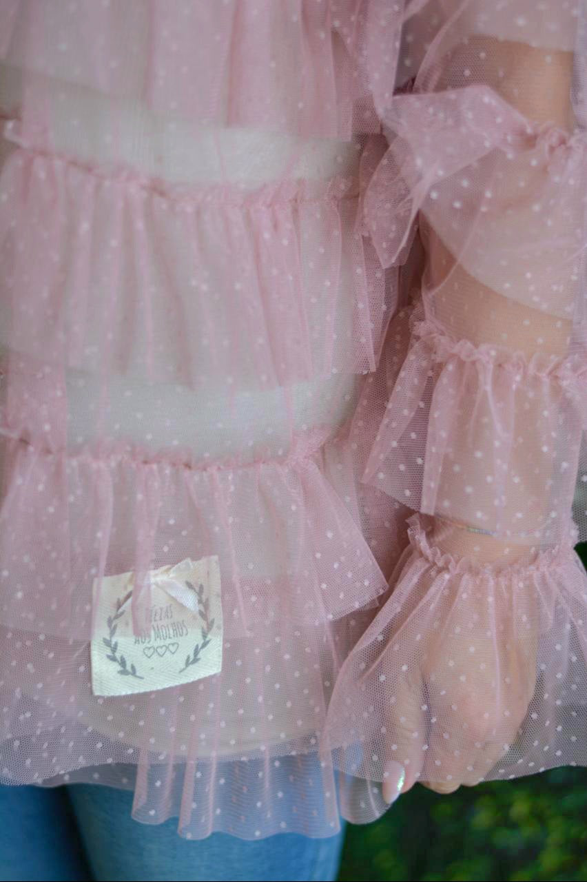 Túnica tule rosa