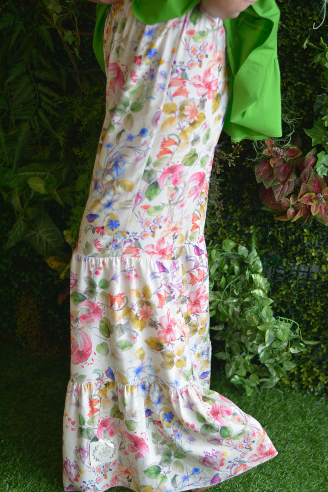 Pantalonas creme flores