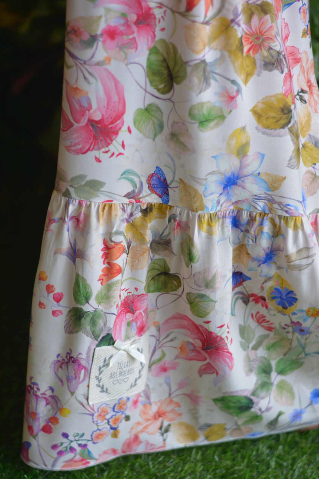 Pantalonas creme flores