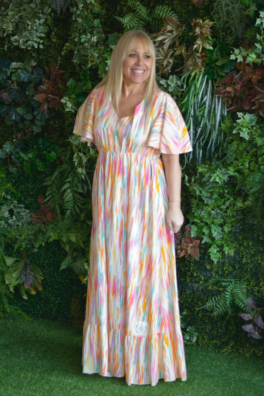 Vestido multicolor laranja