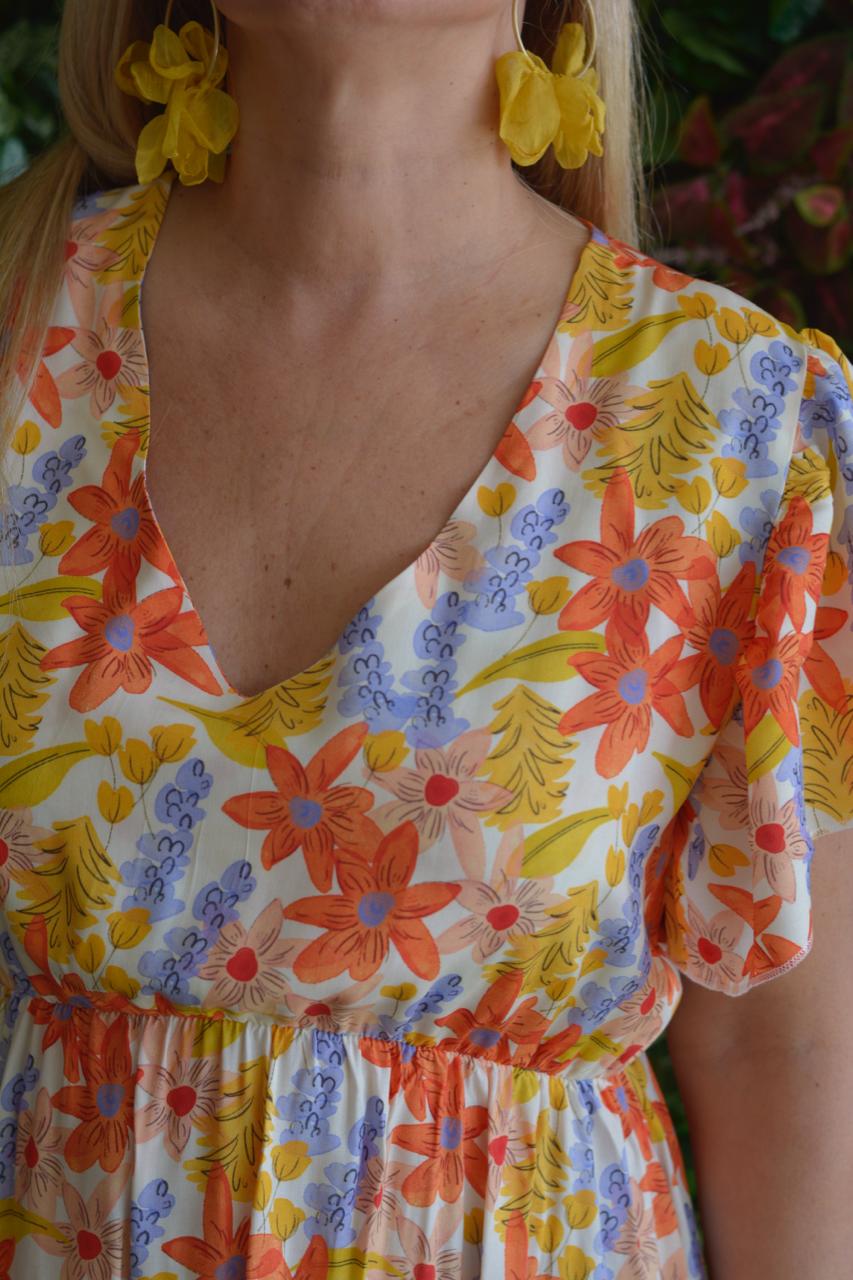 Vestido flores laranja