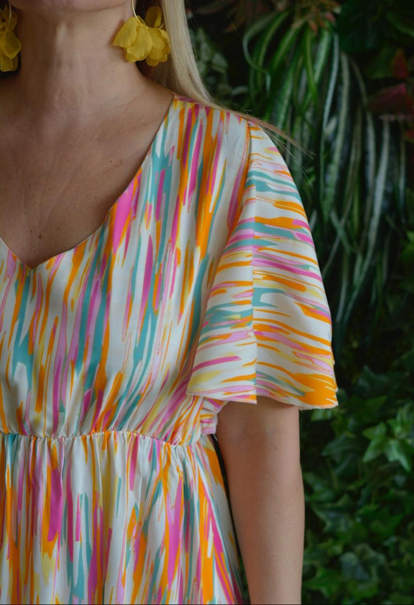 Vestido multicolor laranja
