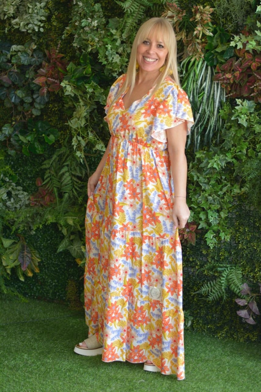 Vestido flores laranja