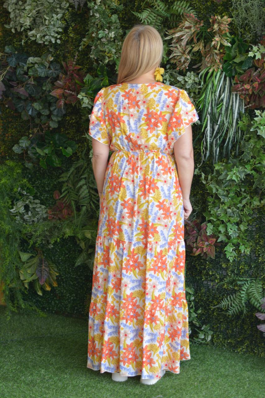 Vestido flores laranja