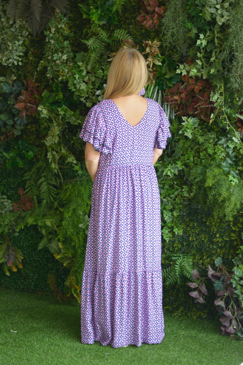 Vestido étnico tons lilás