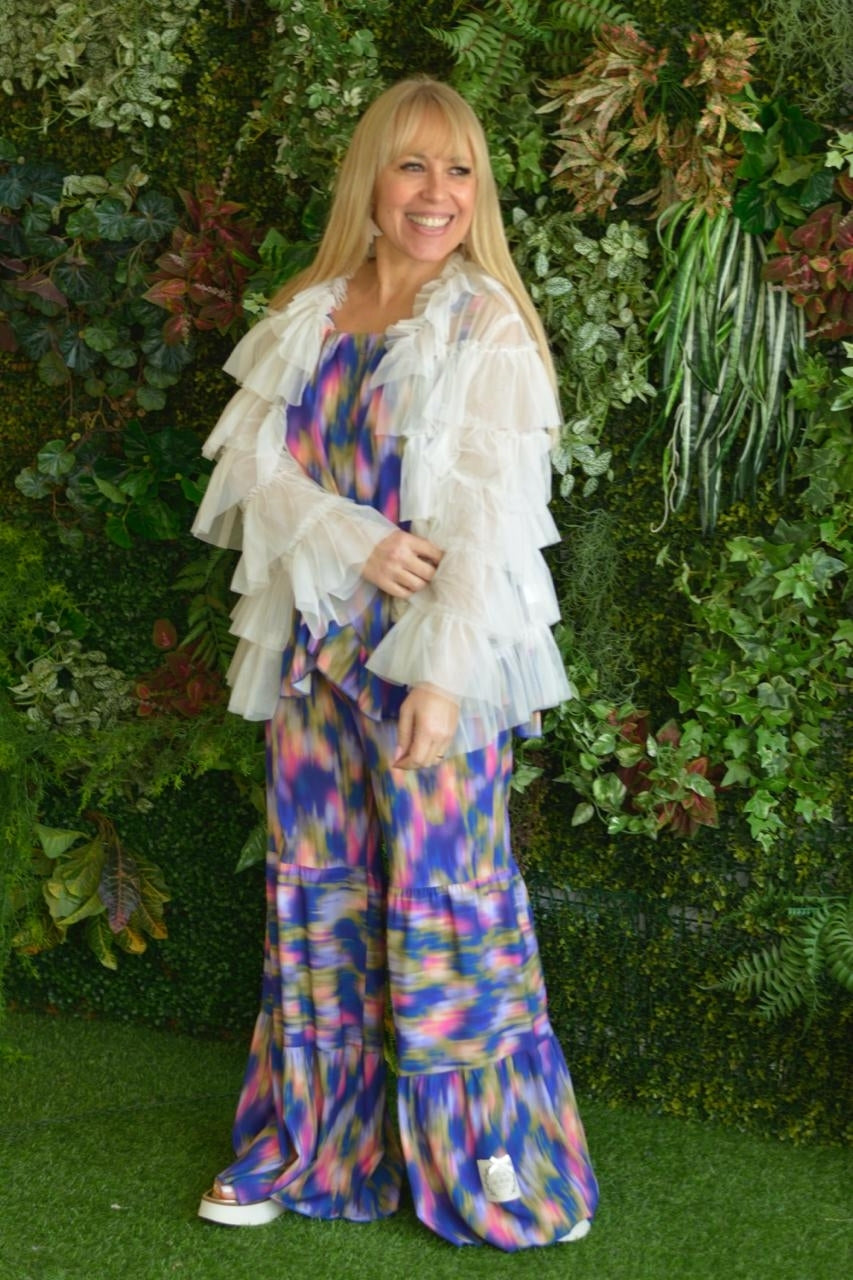 Top multicolor lilás