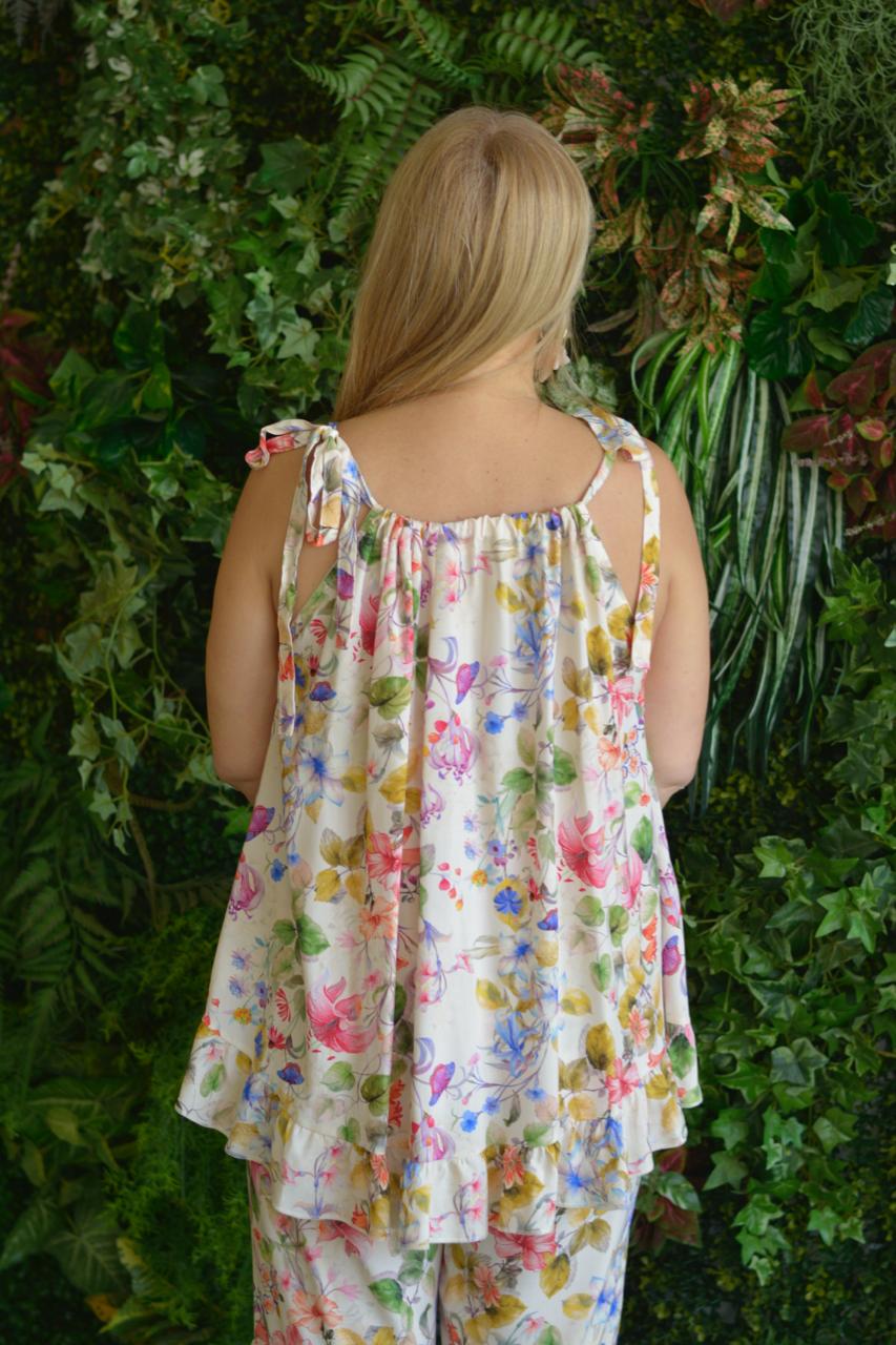Top creme flores