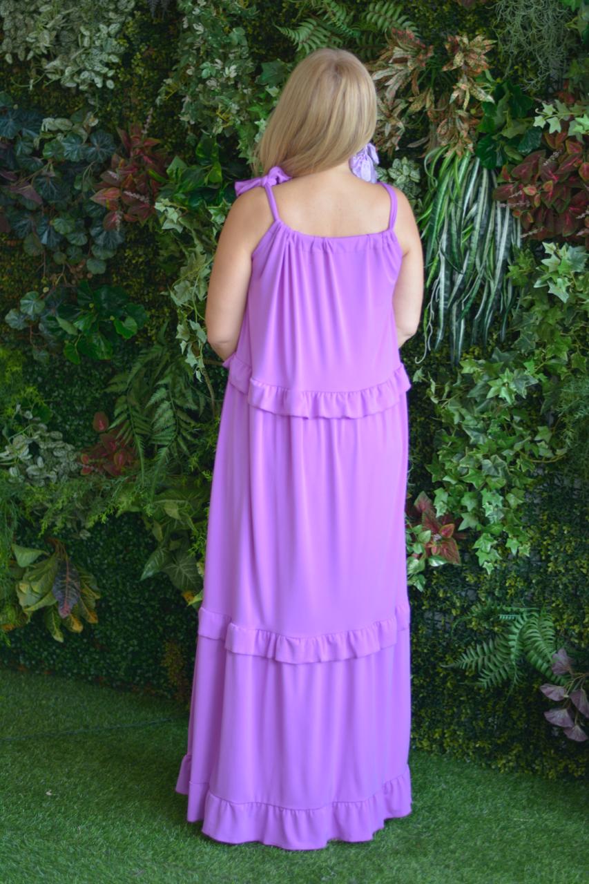 Vestido lilás laço