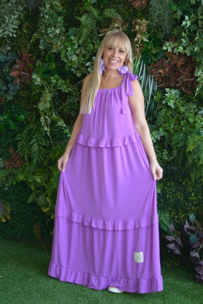 Vestido lilás laço