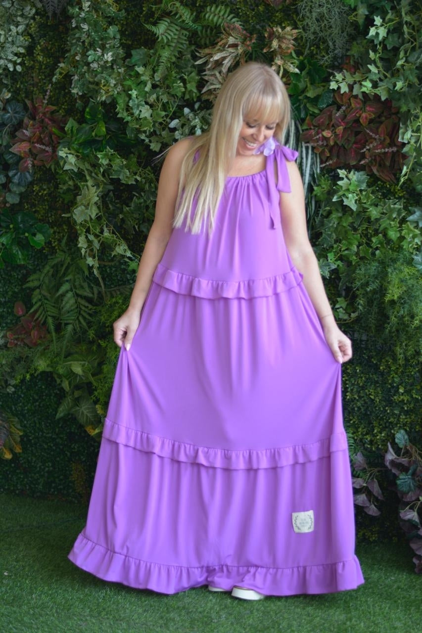 Vestido lilás laço