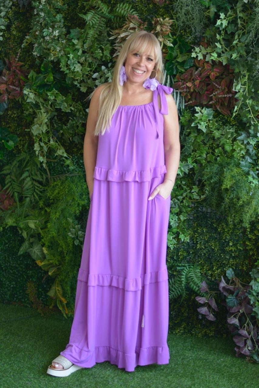 Vestido lilás laço