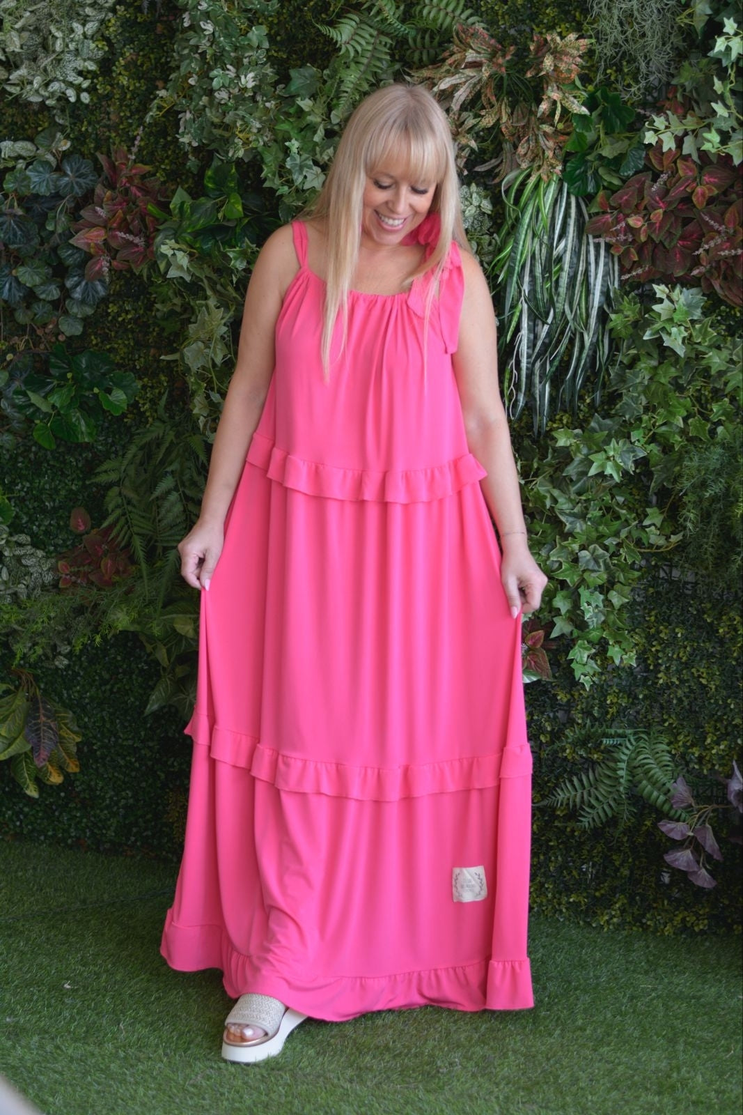Vestido fuschia laço