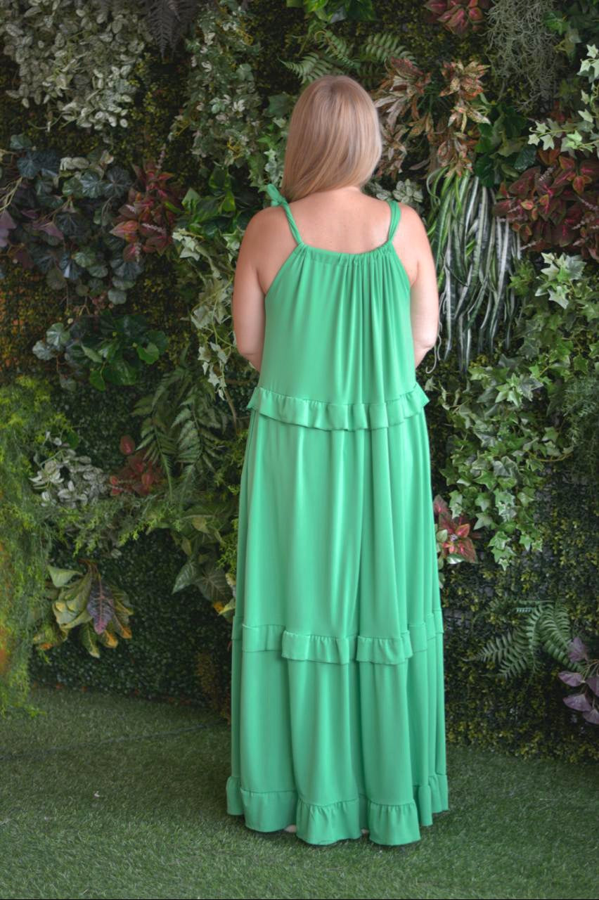 Vestido verde laço