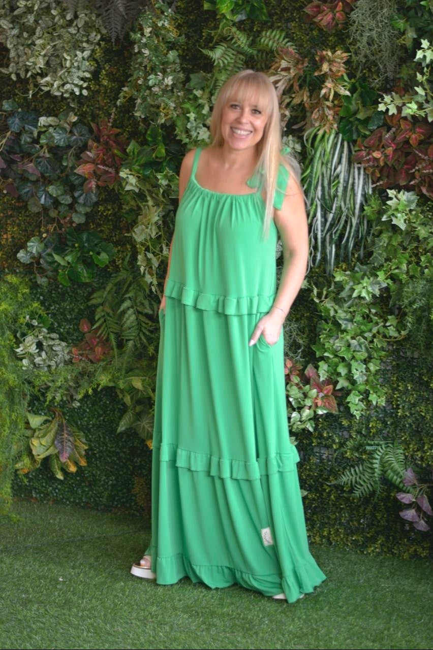 Vestido verde laço