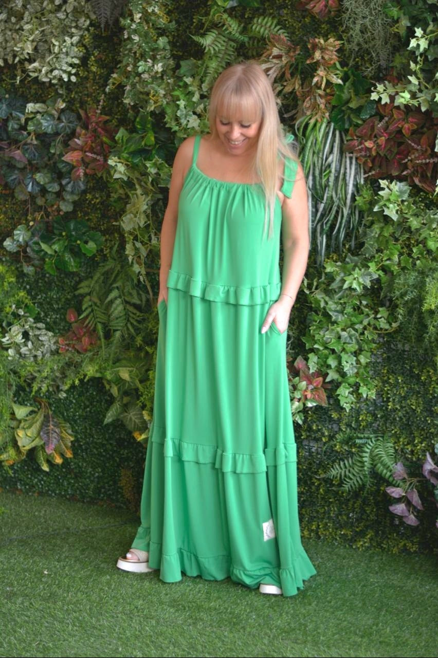 Vestido verde laço