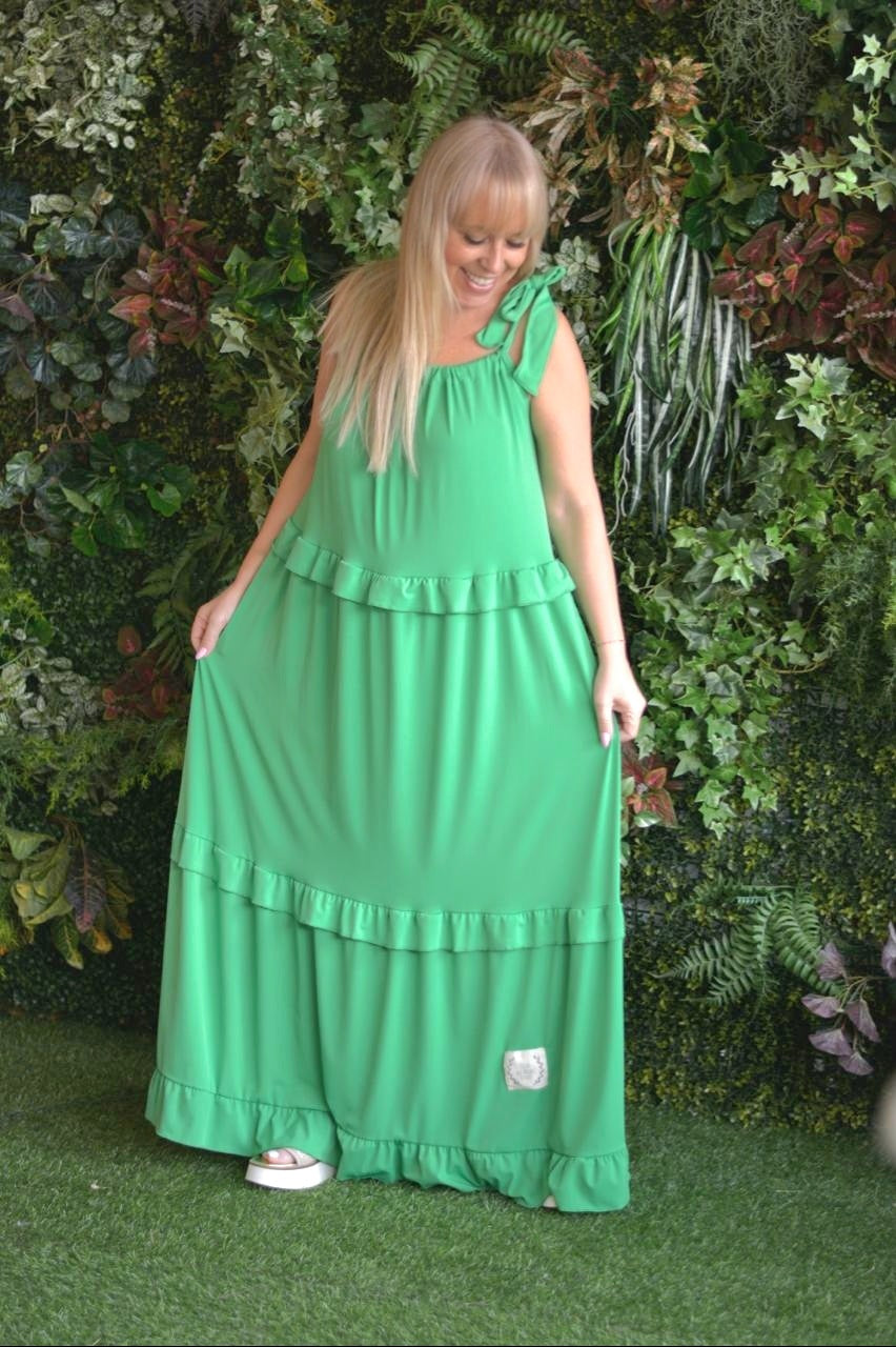 Vestido verde laço
