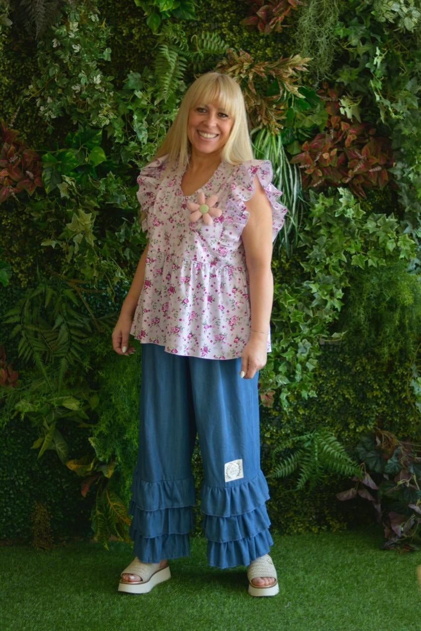 Túnica rosa flores
