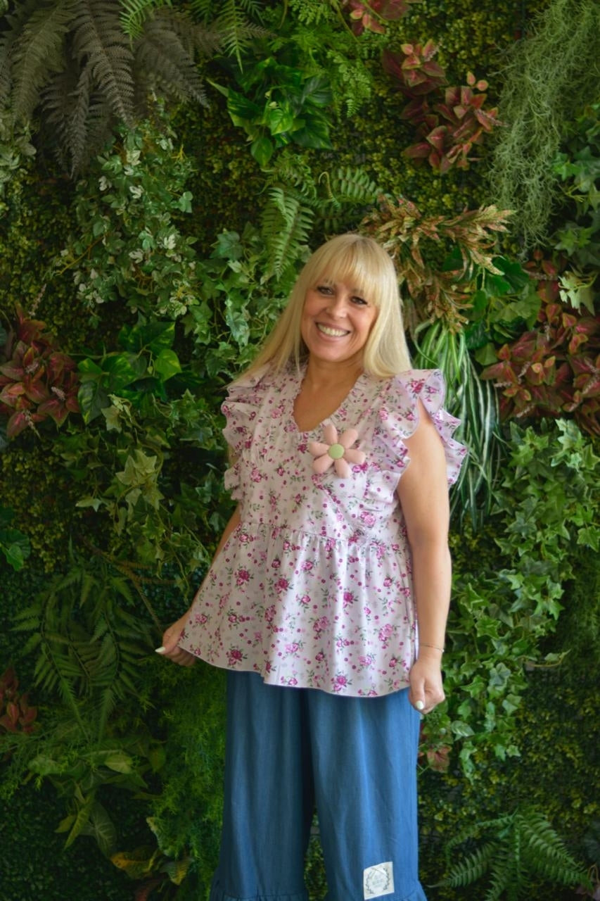 Túnica rosa flores