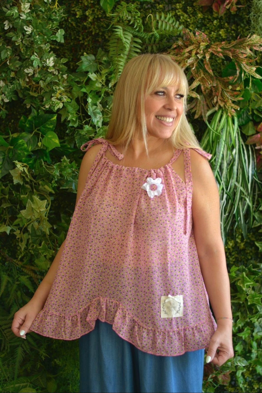 Top rosa florzinhas