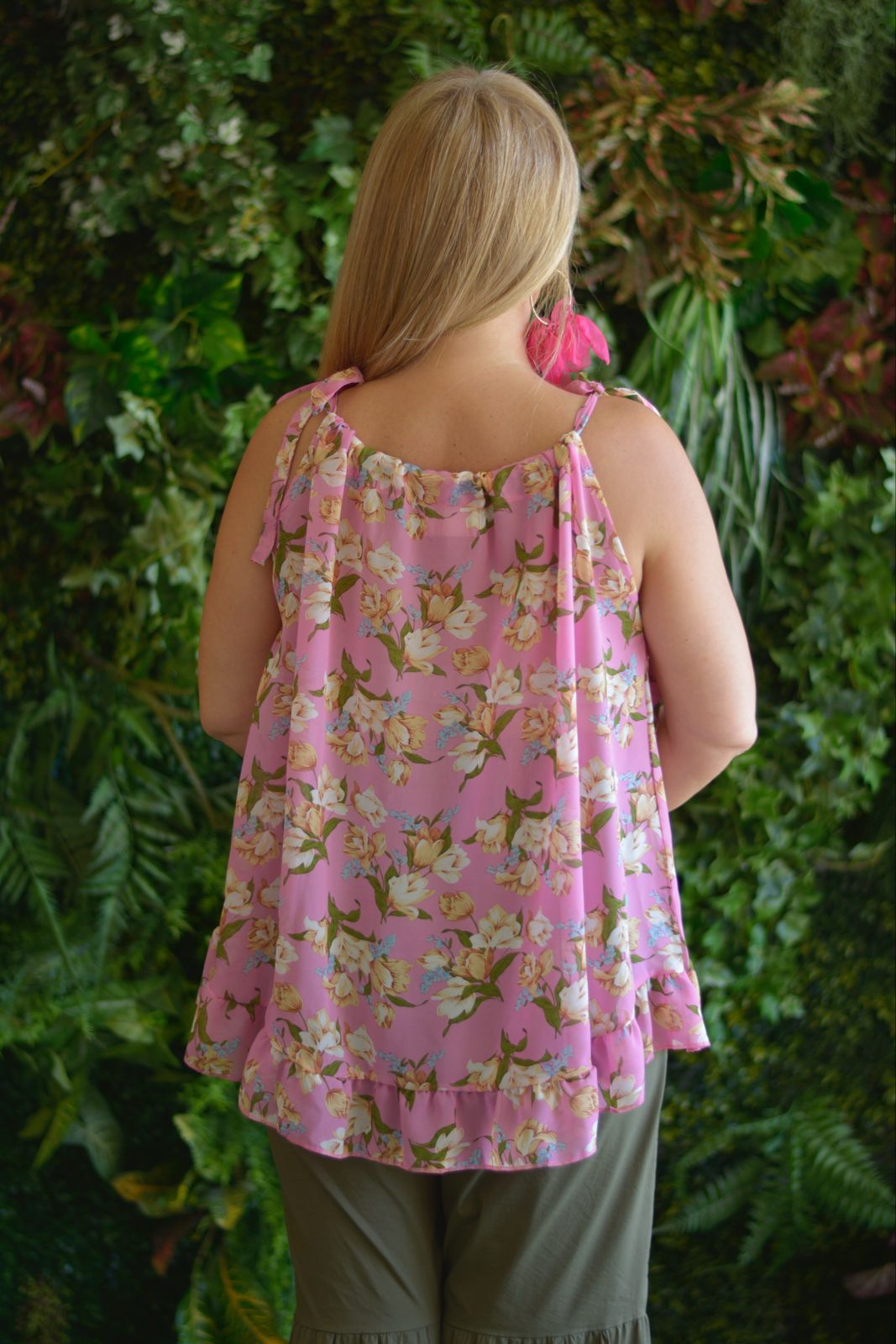Top rosa flores