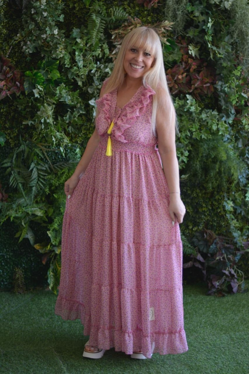 Vestido Rosa Florzinhas