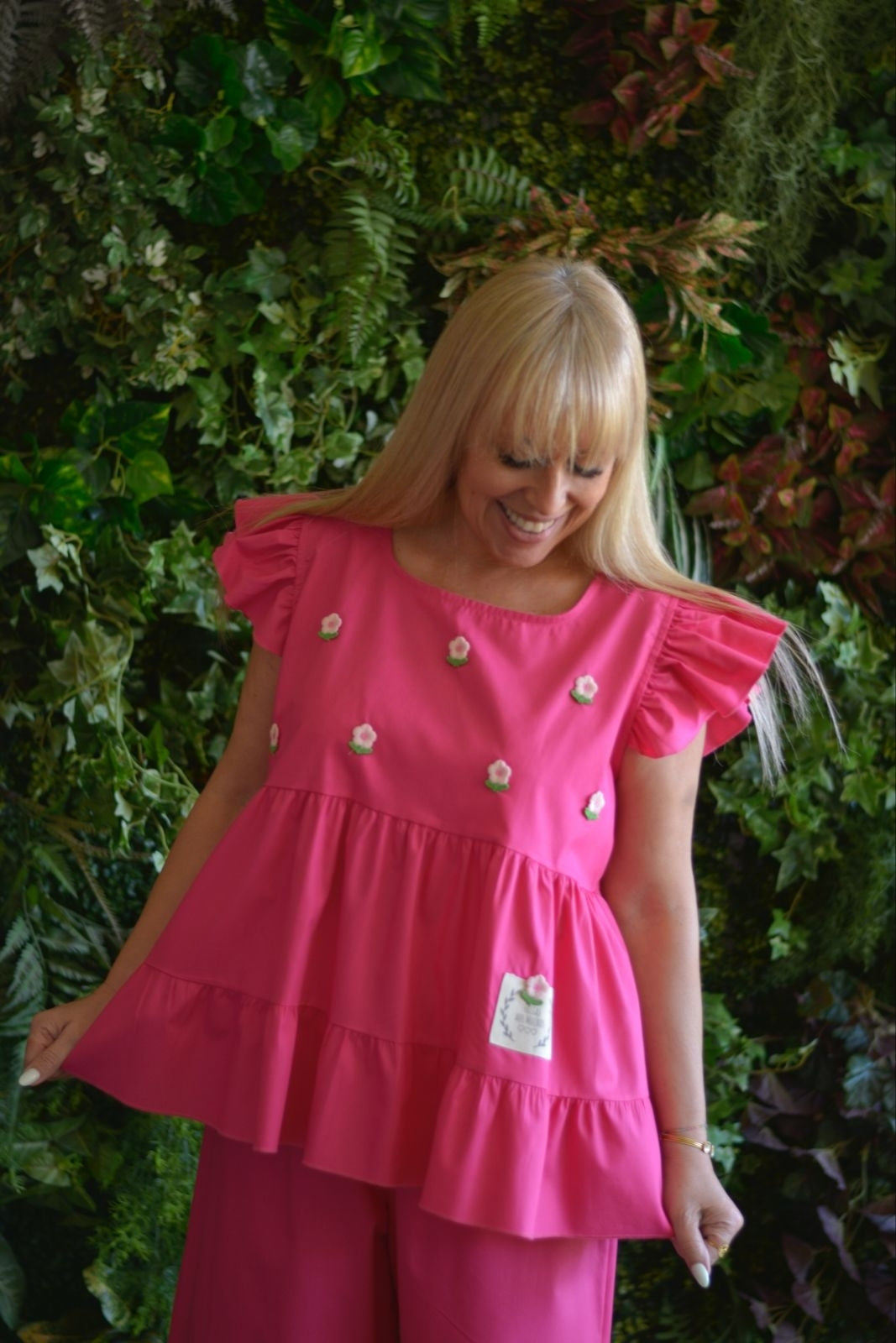 Túnica fuschia flores