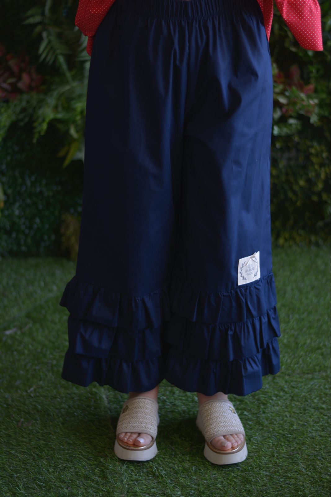 Pantalonas folhos marinho