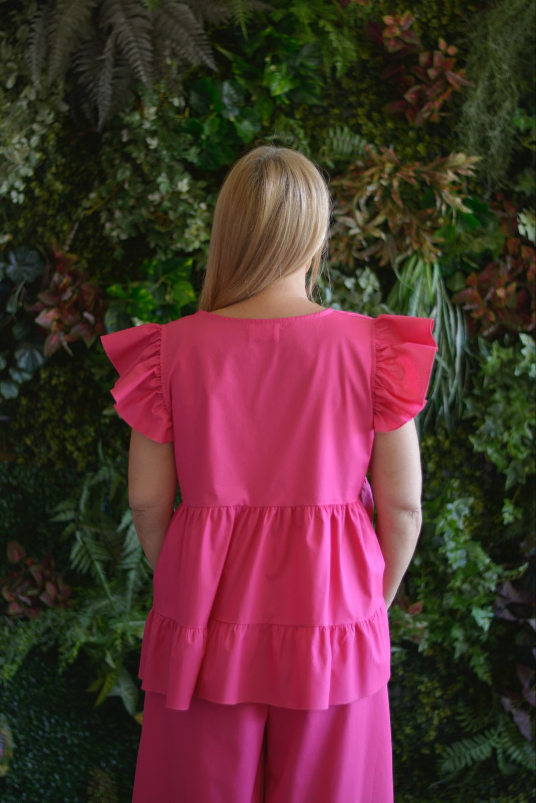 Túnica fuschia flores