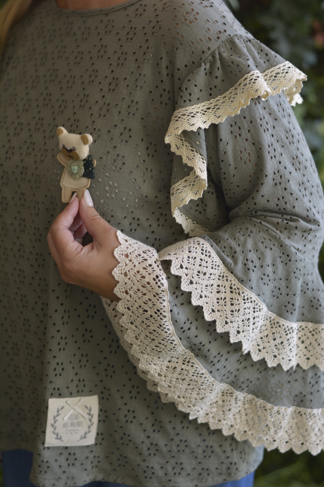 Túnica Caqui com Crochet