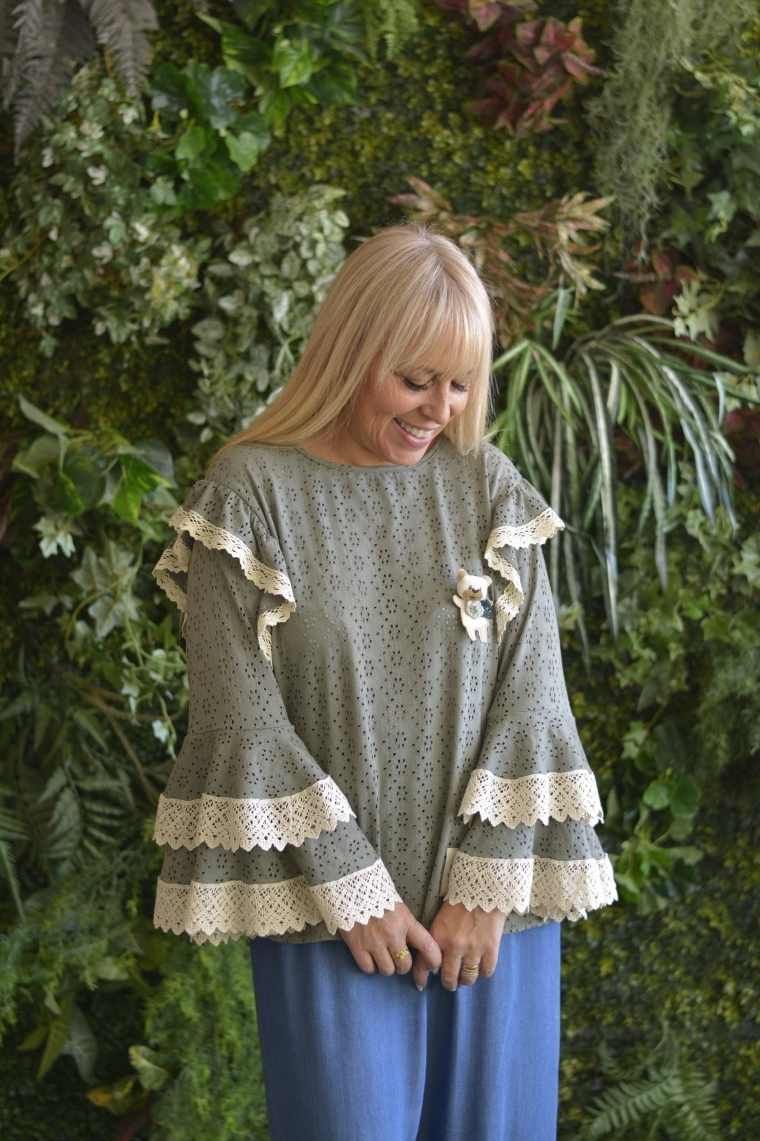 Túnica Caqui com Crochet
