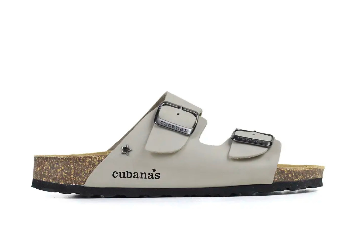 Sandálias Cubanas em pele off-white com duas tiras