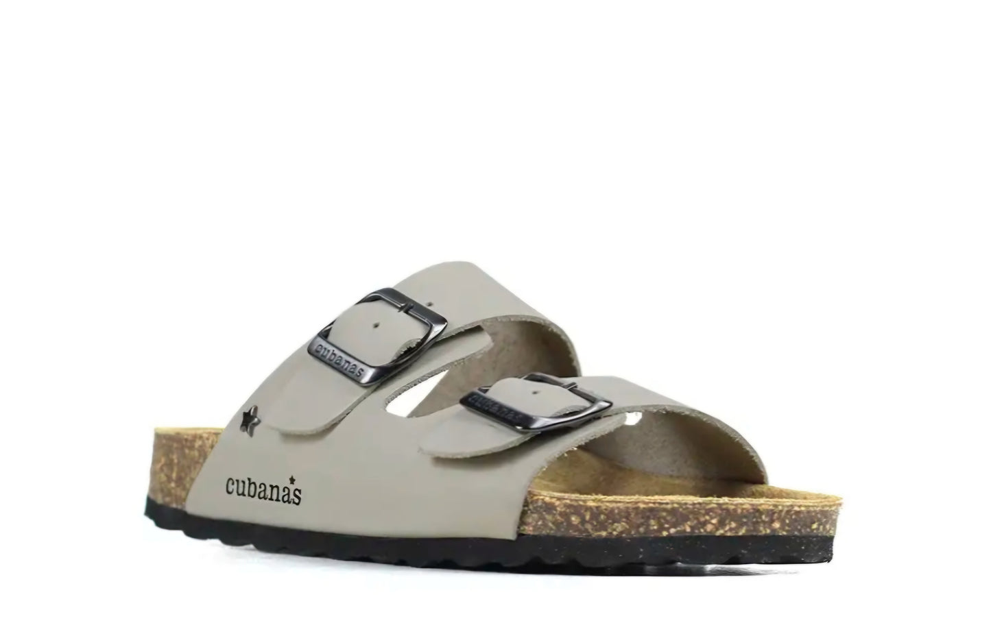 Sandálias Cubanas em pele off-white com duas tiras