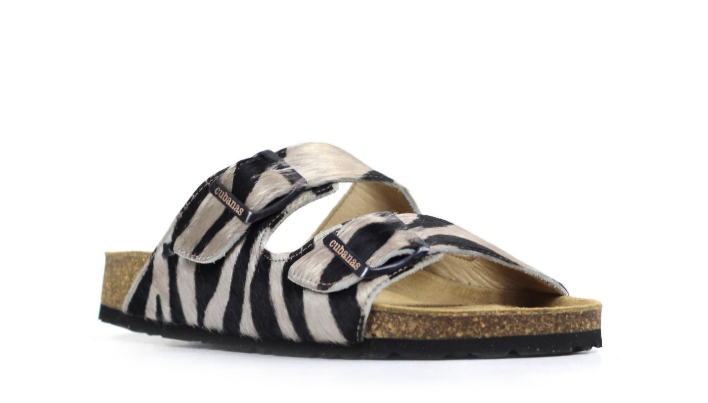 Sandálias Cubanas em animal print com duas tiras