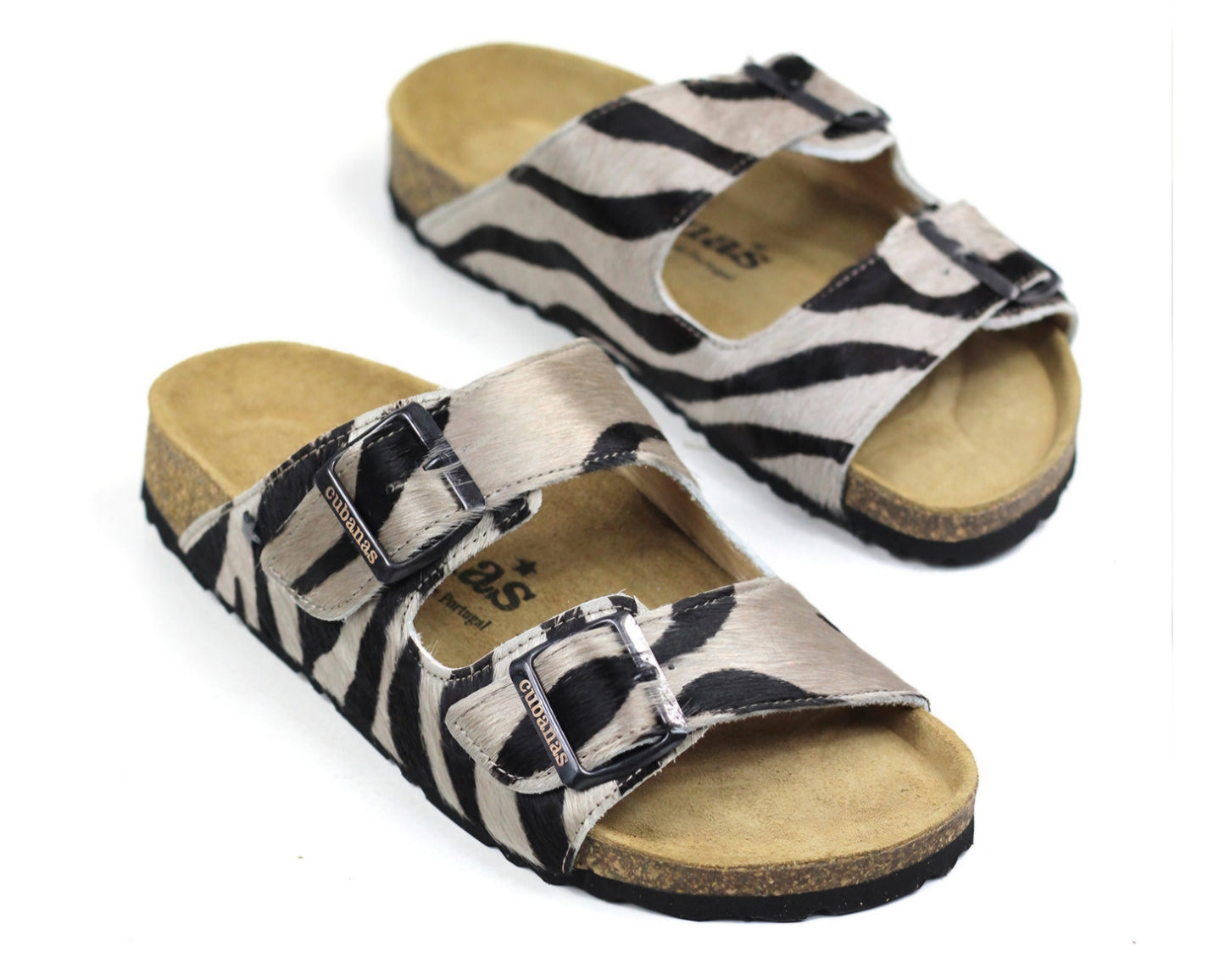 Sandálias Cubanas em animal print com duas tiras