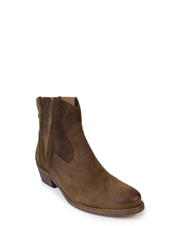 Botas Cubanas Camurça camel e salto bloco
