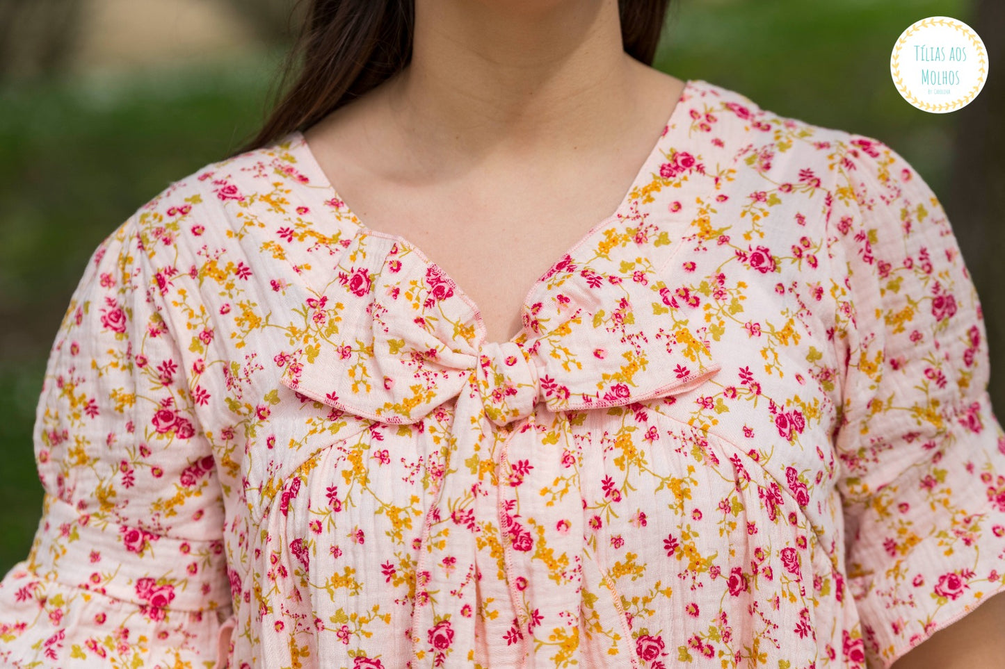 Túnica Gauze Flores Salmão