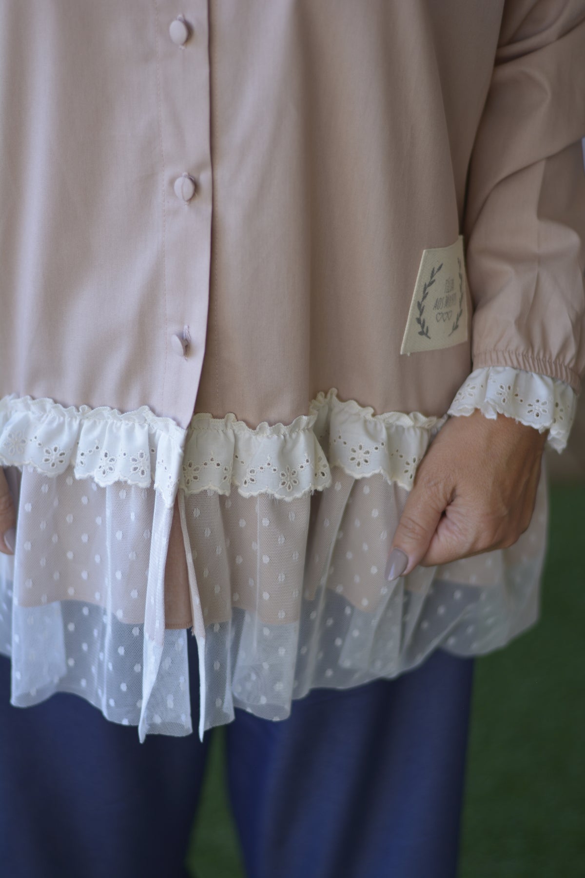 Túnica Creme Rosado com Tule