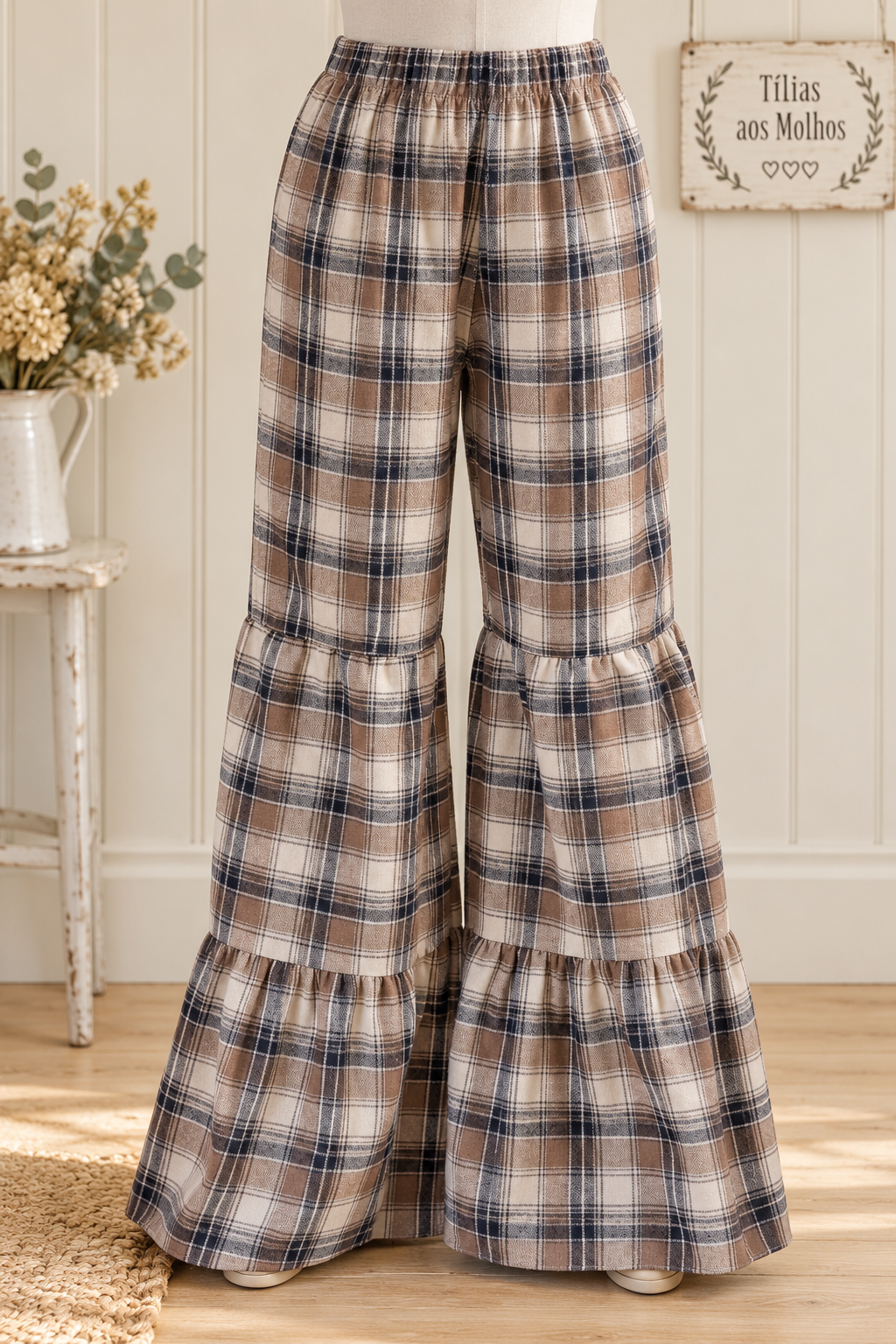 Pantalonas Quadrados Castanhos