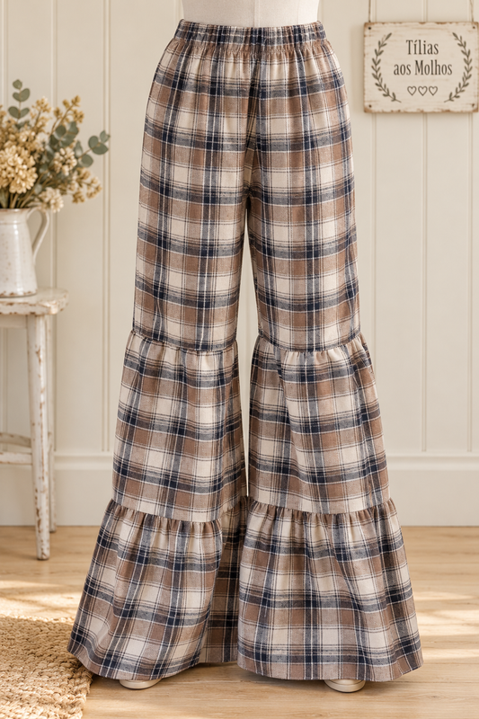 Pantalonas Quadrados Castanhos