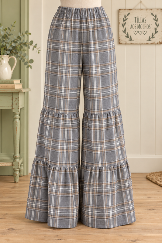 Pantalonas Quadrados Tartan Cinza
