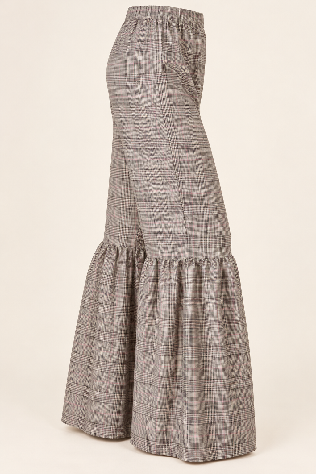 Pantalonas Quadrados Tartan Creme