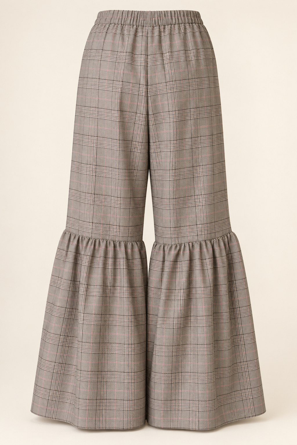 Pantalonas Quadrados Tartan Creme
