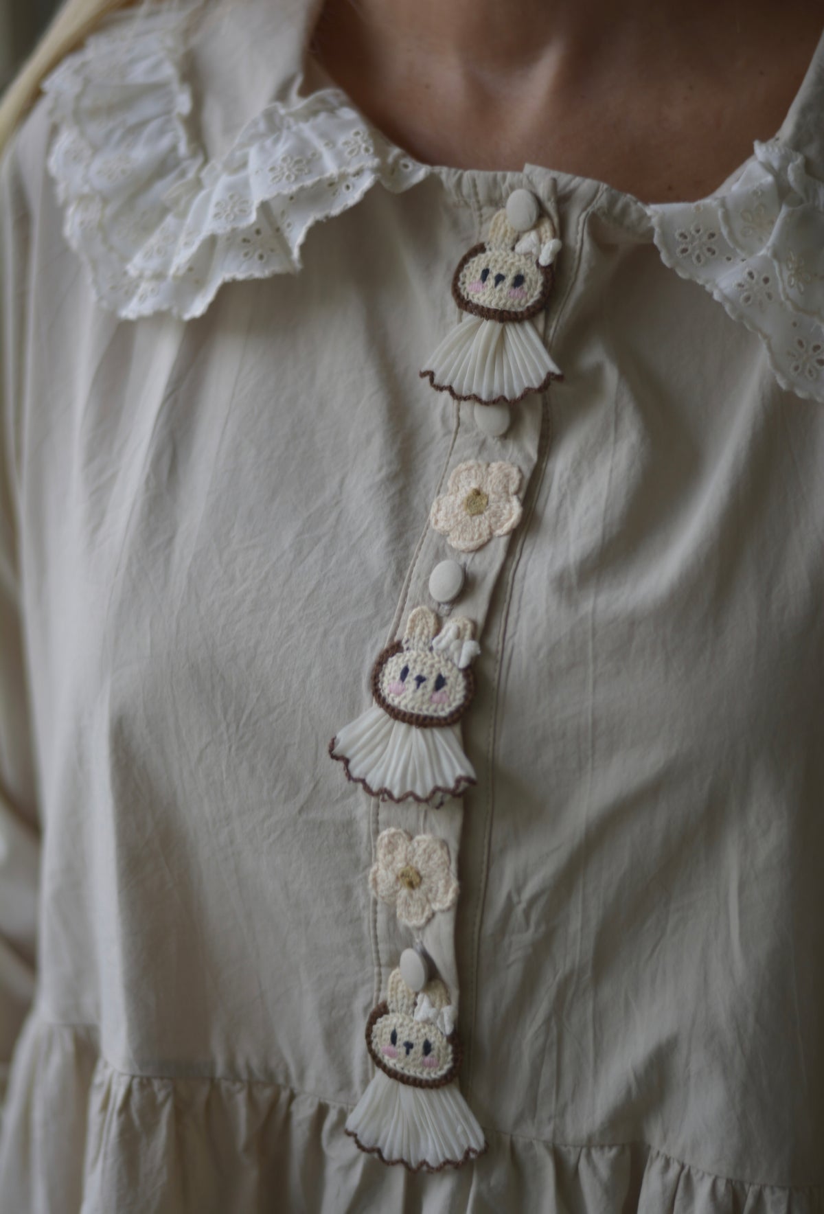 Túnica Creme Coelhinhos com Tule
