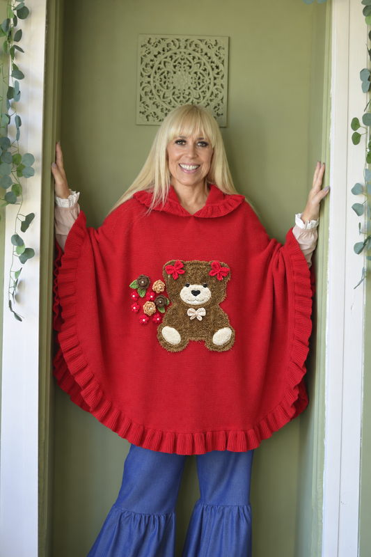 Poncho Lambezul Vermelho Ursa